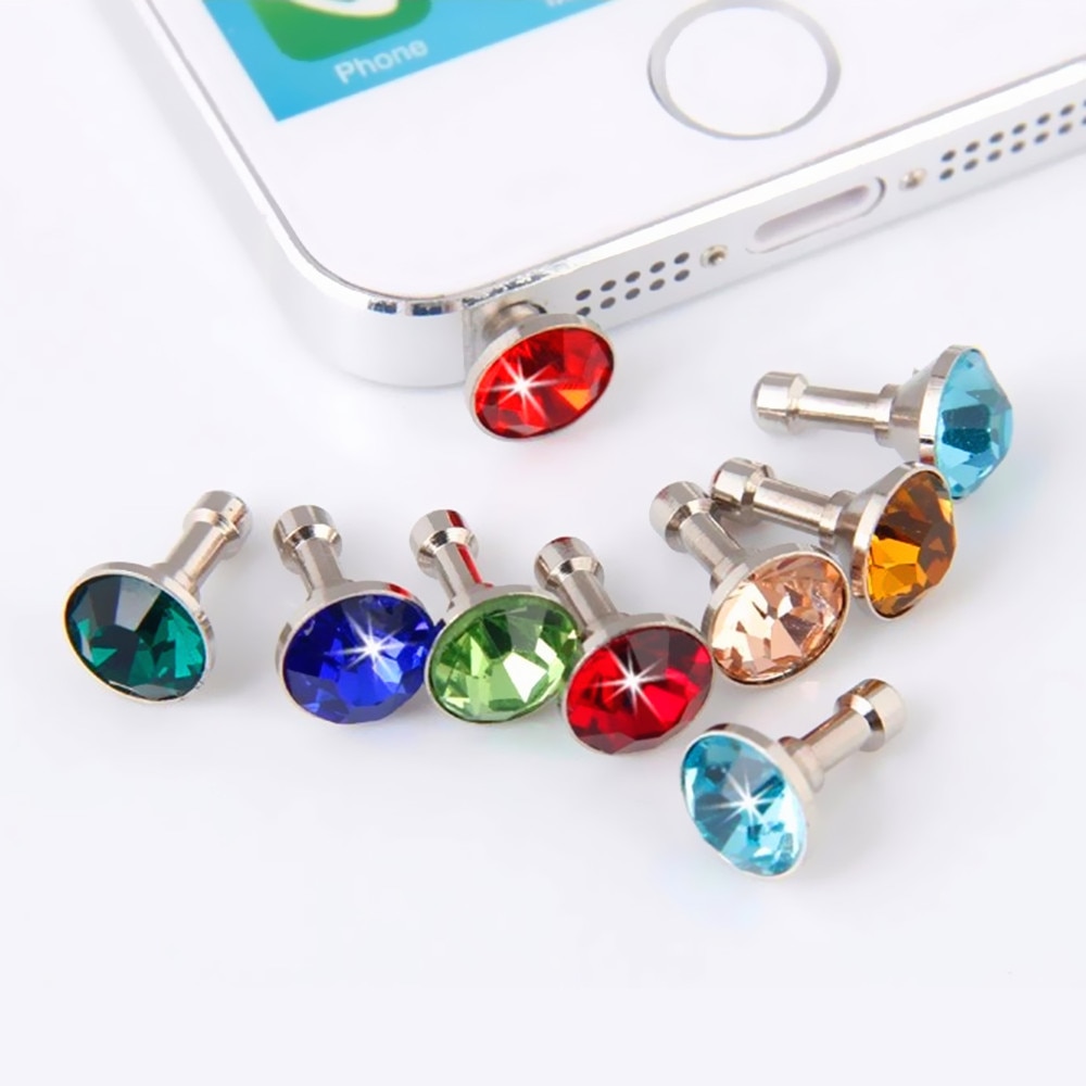 10pcs Bling Diamond Dust Plug Universal 3.5mm Cell Phone Earphone Plug For iPhone 6 5s Samsung HTC Sony Headphone Jack Stopper