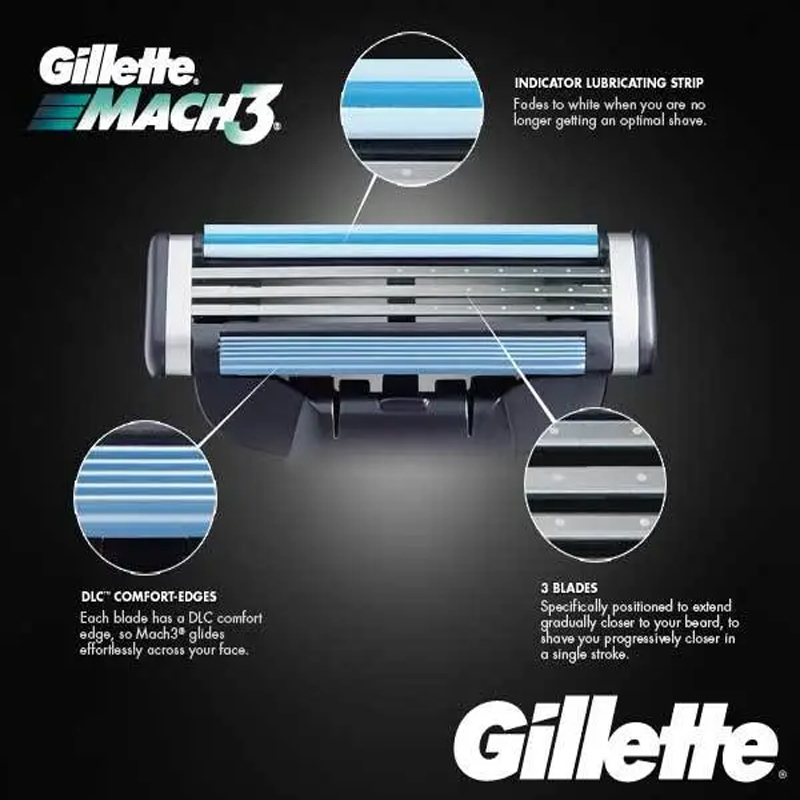 Gillette Mach3 Herren Rasierklinge Rasierklinge Kopf füllt Patronen mit Schmier streifen 3 Schichten Klingen schnell schneiden Gesicht Bart