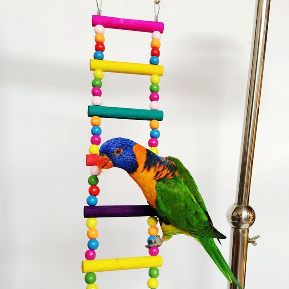 Fugl farverig gynge træbro klatrestige legetøj 10 trin ikke giftig letvægts holdbar praktisk bærbar