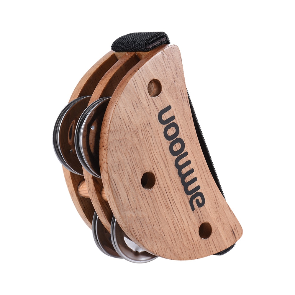 Ammoon pie Jingle pandereta Burlywood caja de Cajon elíptica, accesorio de compañero de tambor para instrumentos de percusión de tintineo de mano