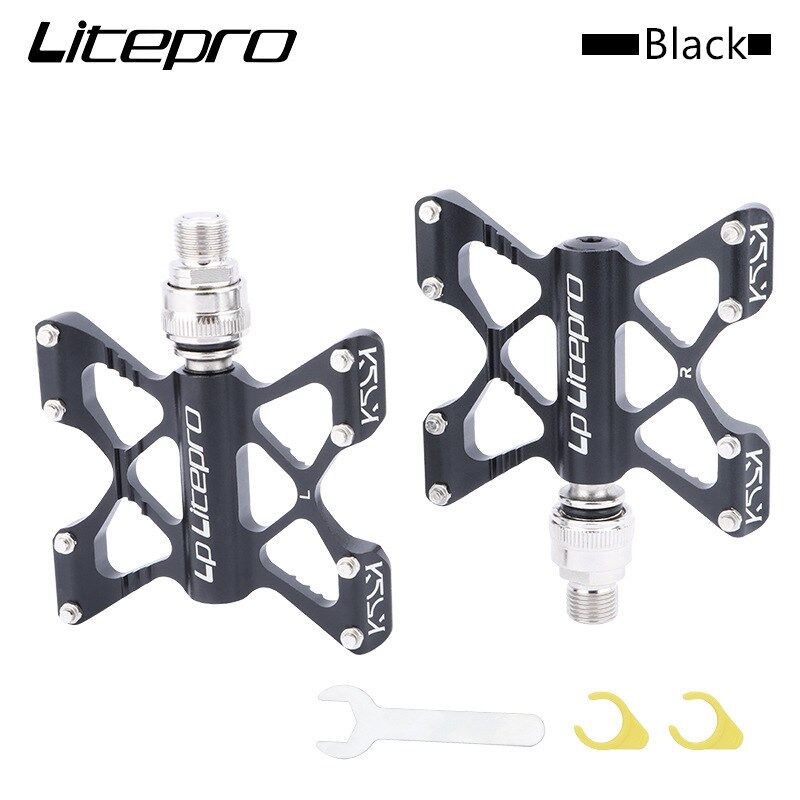 LP Litepro K5 Fahrrad schnell Freisetzung QR Pedal MTB Lagerbier Pedale Falten Straße Fahrrad Antislip extra Große Größe für Mann große Fuß: Schwarz