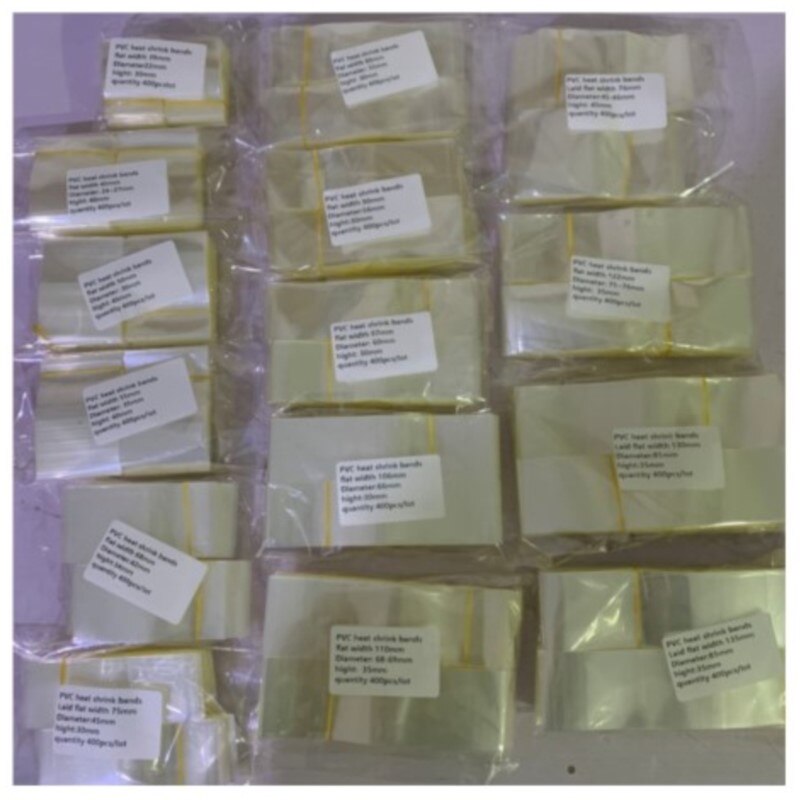 400 pièces/taille thermorétractable PVC bandes pour bouteille en verre bouche joint capuchon rétractable en plastique haut joint bandes posé à plat largeur X bande haute