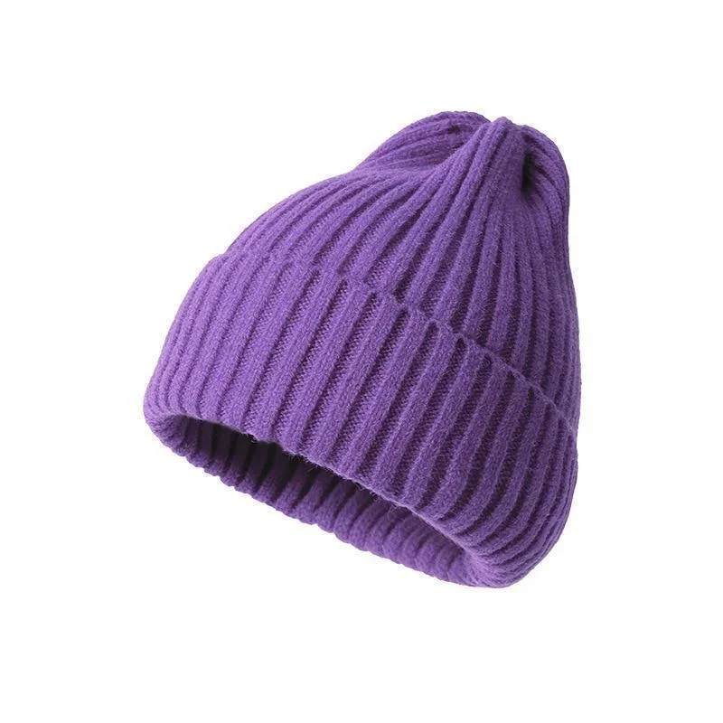 Gorro de invierno para mujeres, hombres, niños y niñas, gorro de ganchillo de Color sólido, gorros tejidos de otoño Unisex, gorros, accesorios salvajes: Gris oscuro