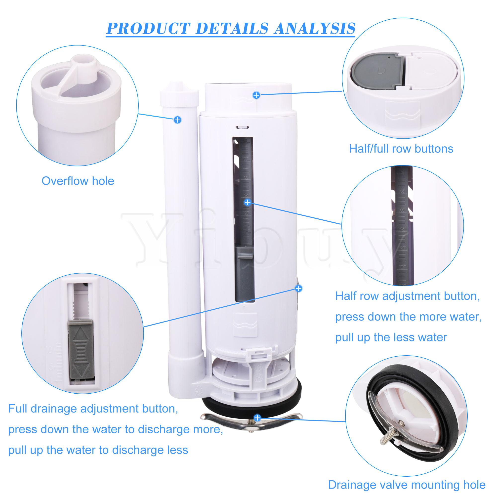 Toilet Drain One-piece Accessories Replacment Dual Flush Height 10.62"