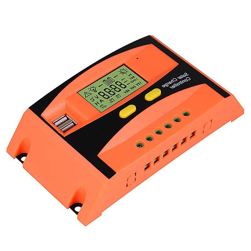 Solar Laadregelaar Laadregelaar Regulator Zonnepaneel Waterdicht Dual Usb Pwm Lcd 12 V 24 V 30A