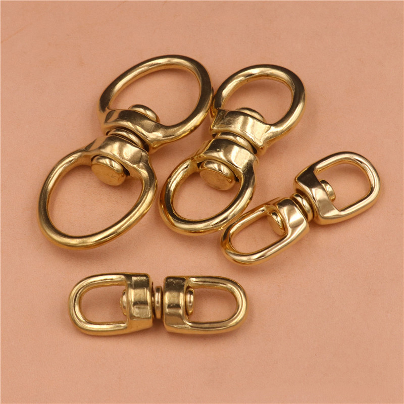 1piece Solid Brass Swivel Eye Rotating Connector "8"-shape for Keychain Wallet Round Circle Key Ring Metal Buckle 4 Size