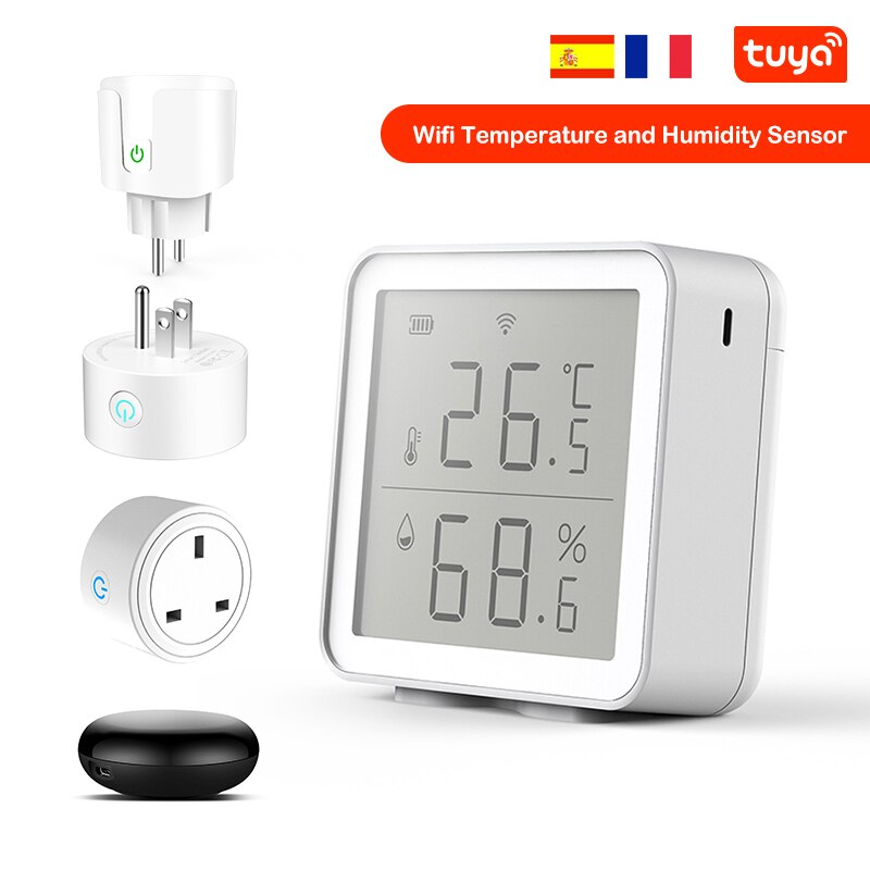 wifi tuya Temperature and Humidity sensor LCD display Thermometer Hygrometer compatible alexa home assistant no need HUB