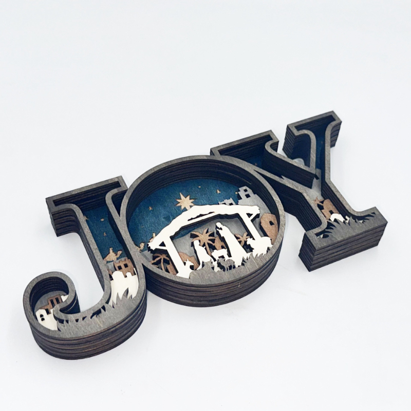 Wooden Crafts Christmas JOY Letter Ornament Home Office Decoration