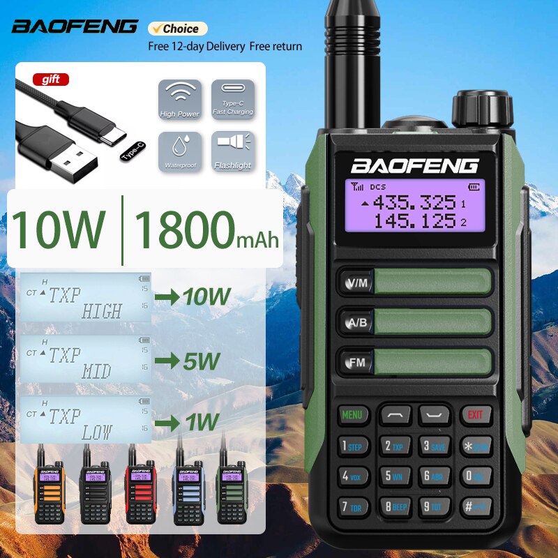 Baofeng UV16Pro V2 50KM CB Ham Radio Station bidirezionale amatoriale VHF potente 10watt UV16 Walkie Talkie Radio da caccia