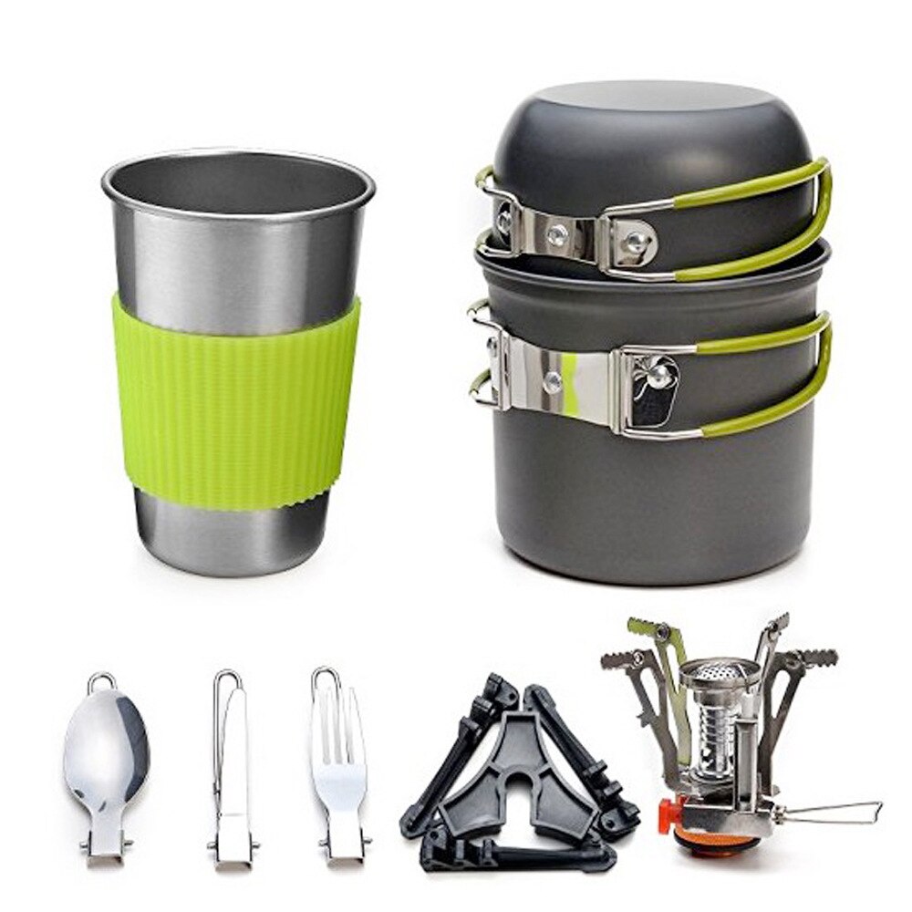 outdoor cookware set 1-2 people camping stove cookware set portable picnic stove tableware