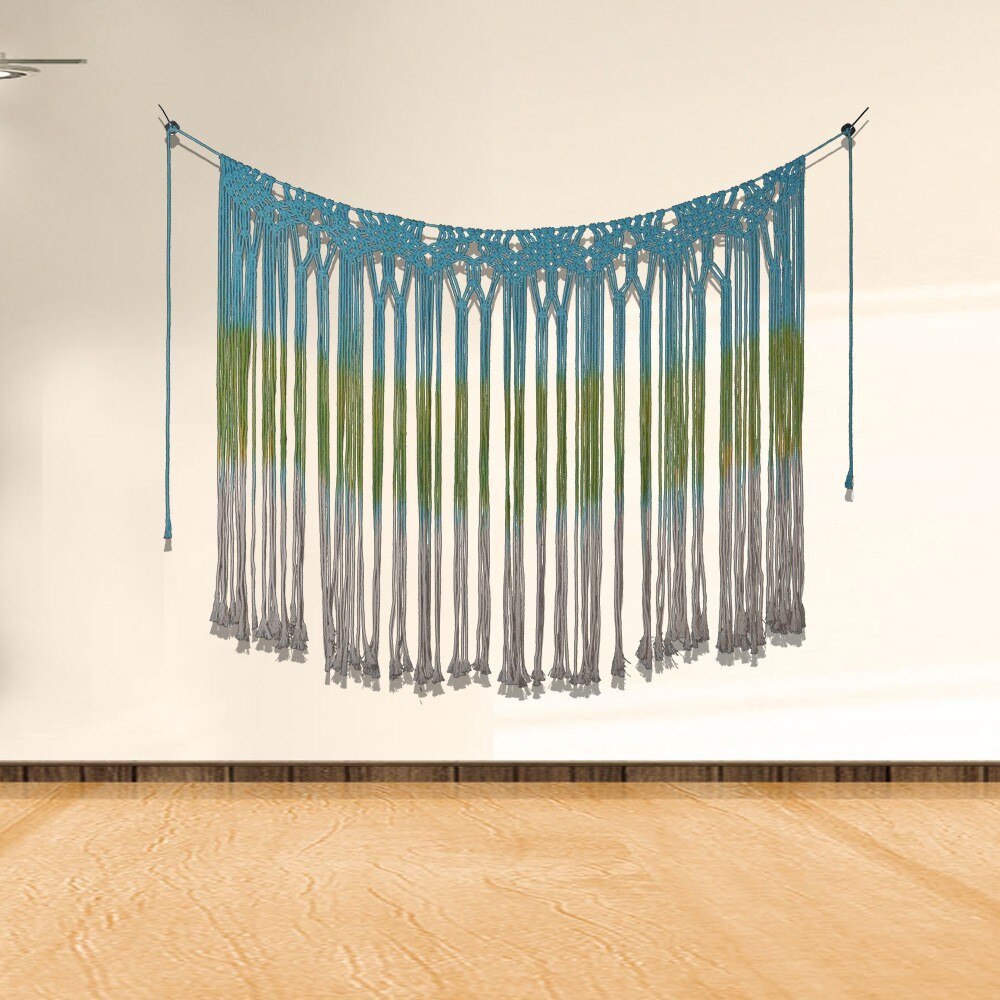 Beaded Tapestry Wall Hanging - Bohemian Vintage Cotton Embroidered Patchwork Home Decor - 6