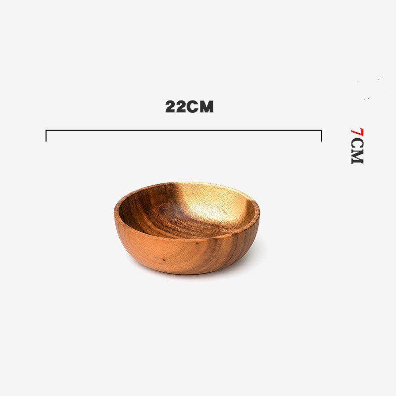 Massief Houten Kom Natuurlijke Handgemaakte Klassieke Grote Ronde Acacia Hout Salade Soep Eetkamer Kom Eco Vriendelijke Premium Houten Keukengerei 16x7 Cm 63x28