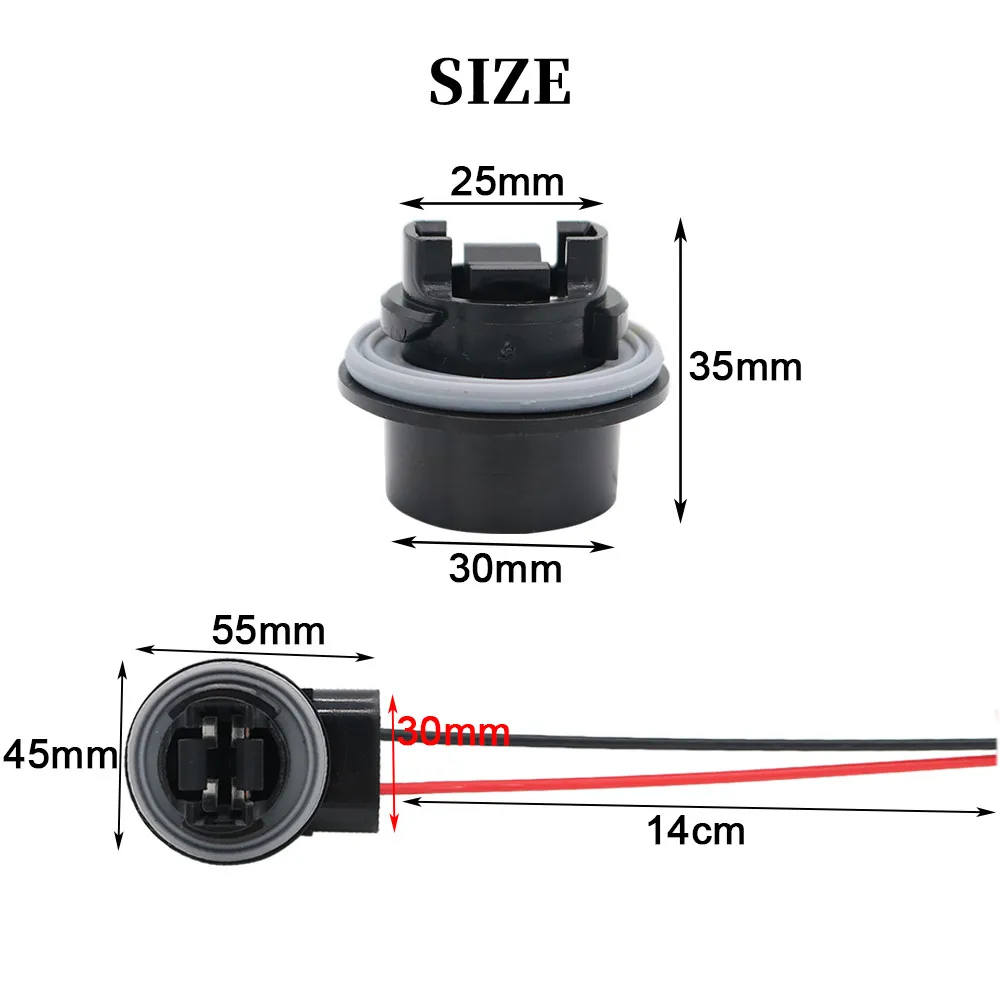 2X T25 3156 P27W 3157 P27/7W Female Socket Car Lamp Lights Adapter Extension Connector Plug Bulb Holder LED Socket Adaptor