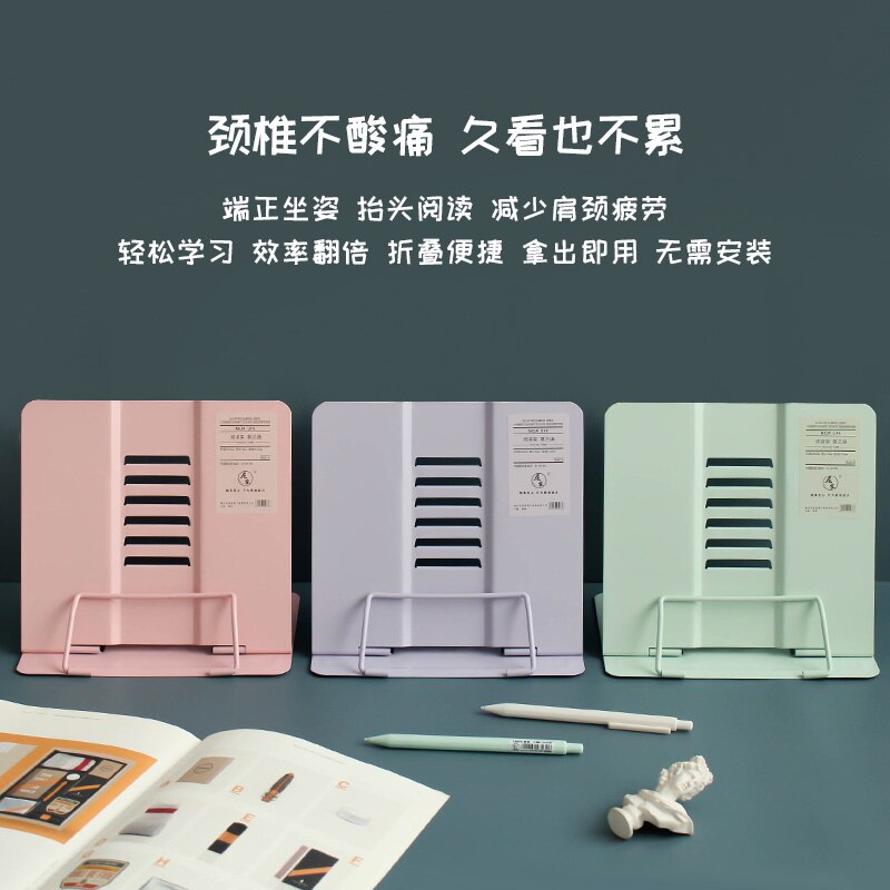 Opvouwbare Morandi Kleur Metalen Boek Houder Stand Voor Lezen Verstelbare Boeken Stand Kawaii School Kantoorbenodigdheden