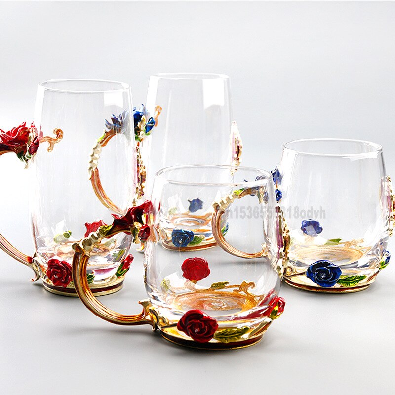 enamel water cup bubble flower tea rose tea cup crystal heat resistant casual Cup