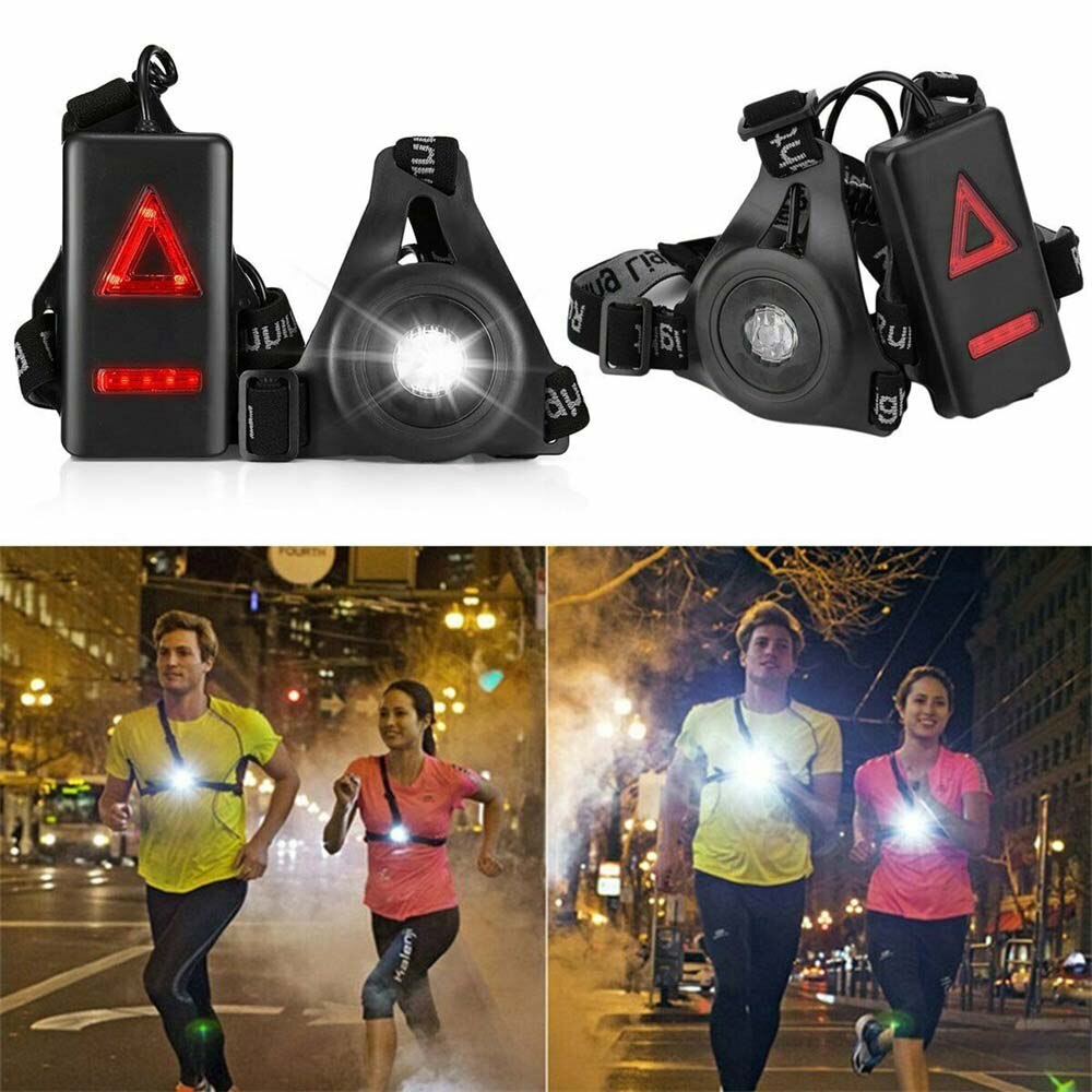 Running Chest Light USB Rechargeable LED Night Running Portable Flashlight Waterproof Outdoor Sports Safety Warning Light