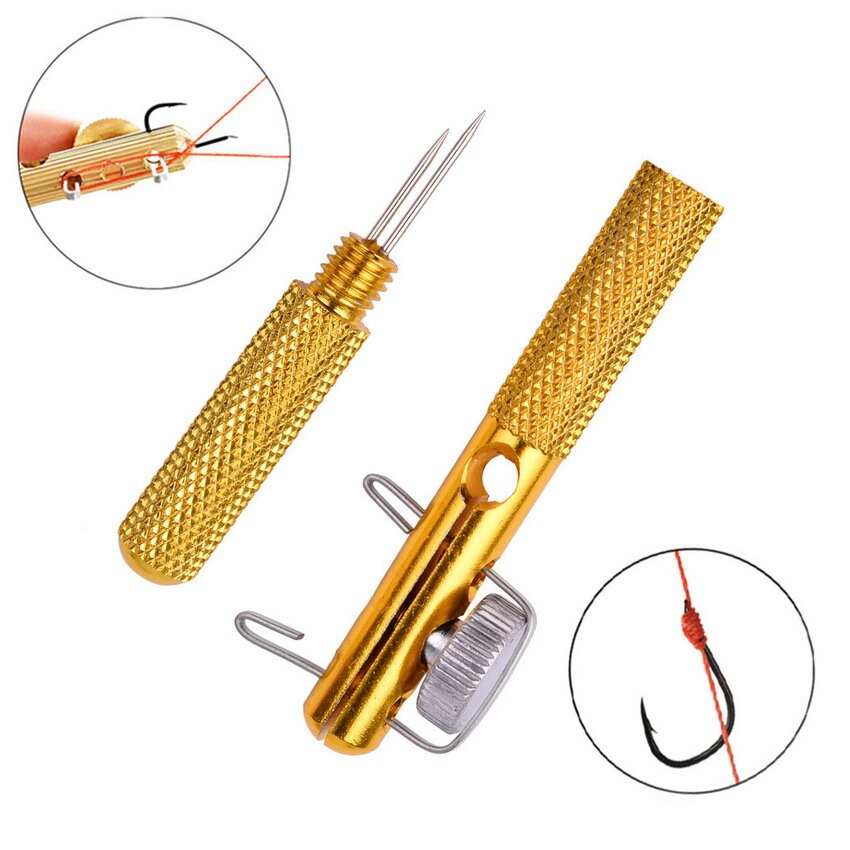 1pc Fishing Hook Tier Double-Headed Needle Knots Tie Loop Tyer Tools Kit Fishing Line Knotter Tying Fishhook Needle Fishing Tool