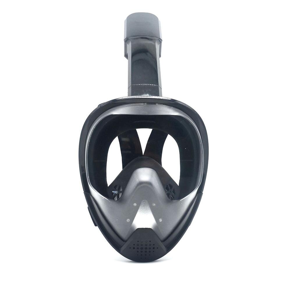 Full Face Underwater Snorkeling Mask Panoramic View Anti-UV Anti-Fog Swimming Training Snorkel Scuba Underwater Diving Mask: Black / L/XL