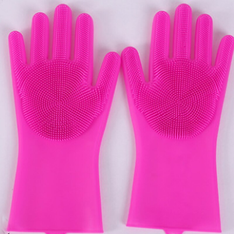 Gants de nettoyage de vaisselle antidérapants | 1 paire, gants de nettoyage de la vaisselle en caoutchouc de Silicone magique, gant de lavage de la vaisselle pour épurateur ménager, outil de nettoyage de la cuisine: Rouge