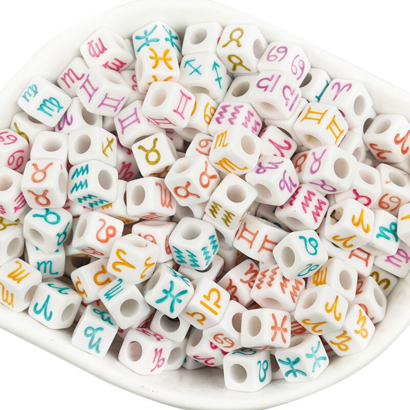 50 stk blandet stjernetegn konstellation tegn terning perler charms spacer løse perler til smykker fremstilling gør-det-selv armbånd halskæde tilbehør