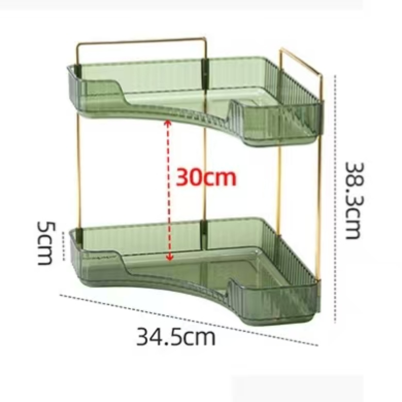 Triangular storage box rack, light luxury corner cosmetics rack, transparent bathroom jewelry rack.: army green