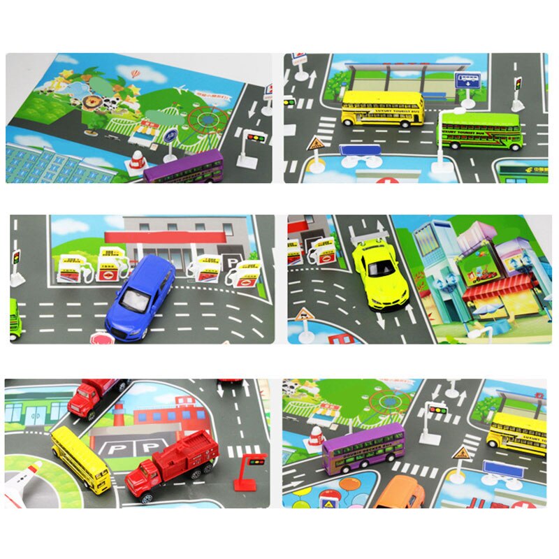 Baby lekmatta vägmatta barn tecknad trafikmatta leksaker lekmatta bebisar leker pedagogisk matta pojkbilsmatta parkeringsmatta