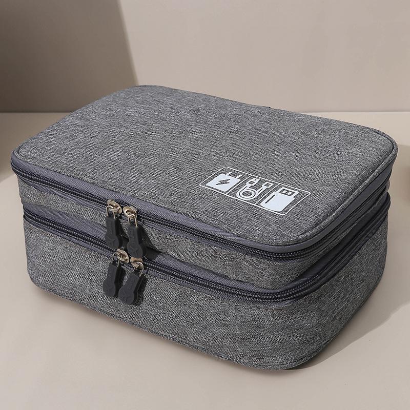 Bolsas de viaje de almacenamiento, organizador de accesorios electrónicos, cubos de embalaje digitales, auriculares portátiles, bolsa de cámara, novedad: Gray