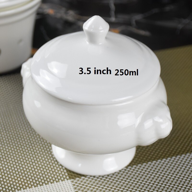 Hotel keramische servies Frans gebak bakken cup soep in een cup nest kom met cover stoofpot soep dessert: A