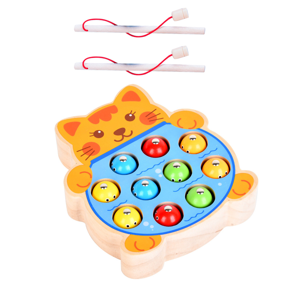 1 Set gioco di pesca in legno per bambini pesca interattiva coordinazione occhio-mano