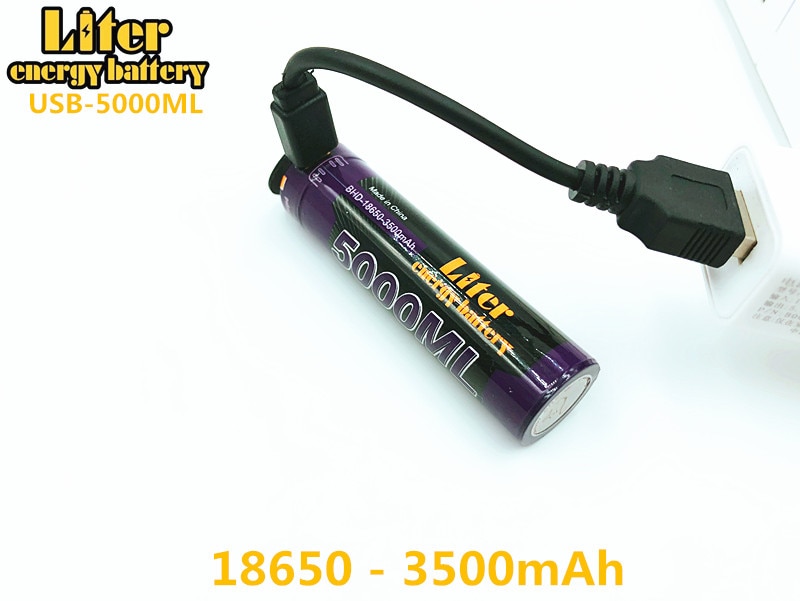 Liter energie batterij USB draad + USB 18650 3500mAh 3.7V Li-Ion batterij USB 5000ML Li-Ion Rechargebale batterij