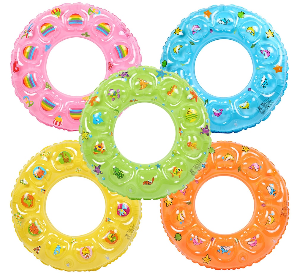 Cartoon Inflatable Swimming Circle Rings Swim Pool Float Wheels Adults Kids Child Summer Water Sport Thick Crystal Random Colors: Model 80 RandomColor