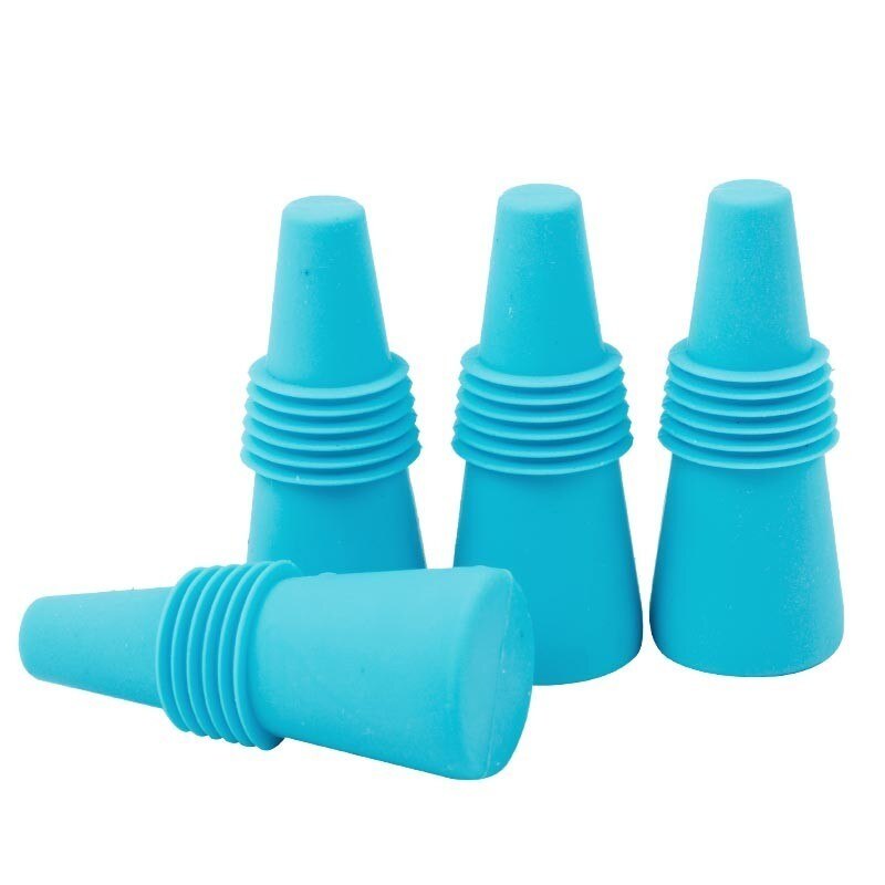 4Pcs Silicone Reusable Wine Stopper Drink Bottle Sealer Beverage Bottle Stopper Cork Bottle Plug Kitchen Bar Tool