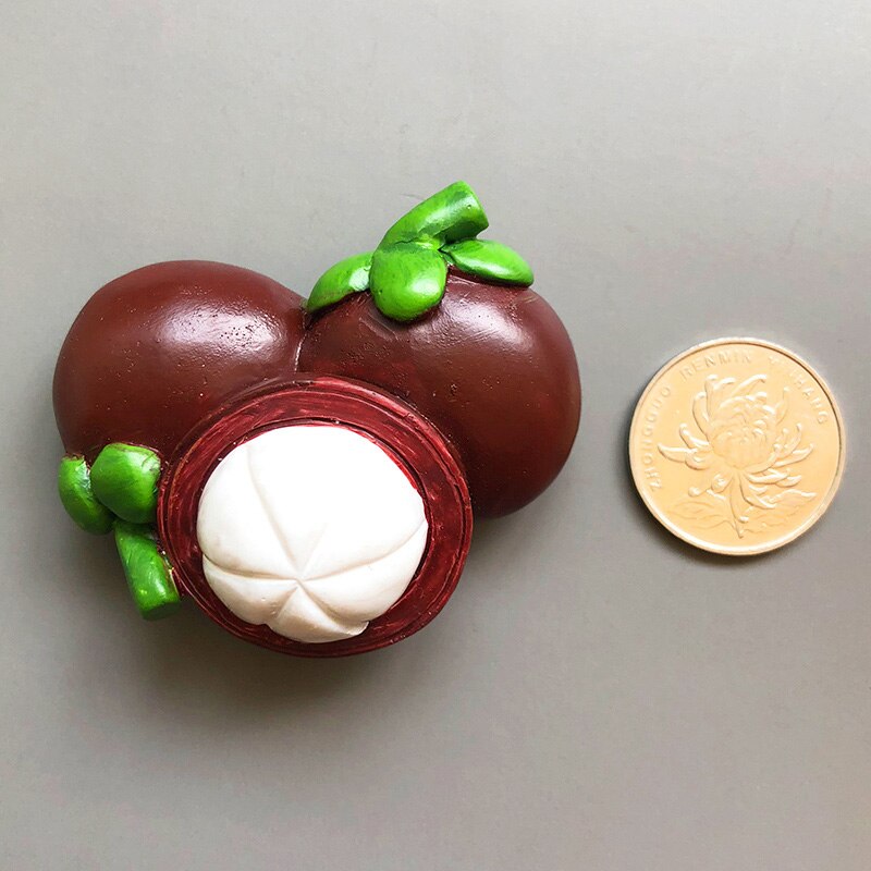 3D fresh fruit refrigerator magnetic stickers magnetic food room decoration Pineapple lemon cherry fridge magnets: Mangosteen