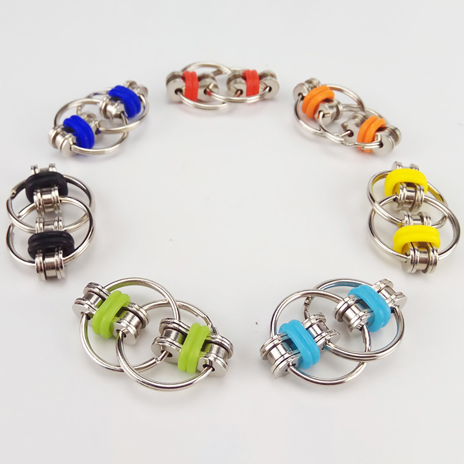 Cadena de la bici Fidget descompresión cadena ventilación cremallera cadena de bicicleta cadena llavero de Metal Fidget juguete de rodillo bicicleta cadena de la bici Fidget juguete | Juguete
