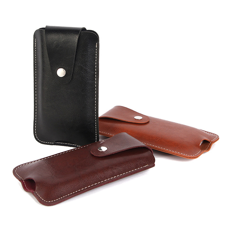 Leren telefoon heuptasje met haaksluiting, retro multifunctioneel telefoontasje met gesp