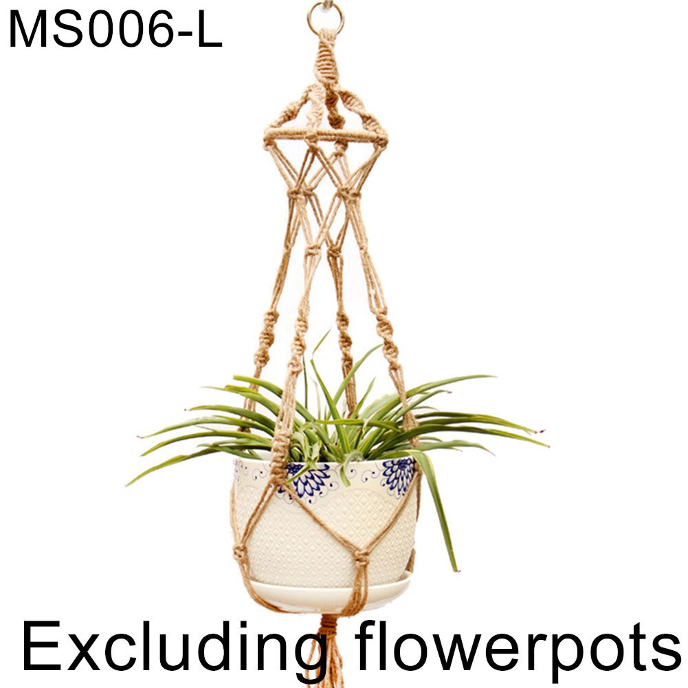 Linen Rope Hanging Baskets Flowers Plants Pot Hanger Net Hanging Basket Holder Net Flowerpot Wall Decor Home Garden Decoration: MS006L