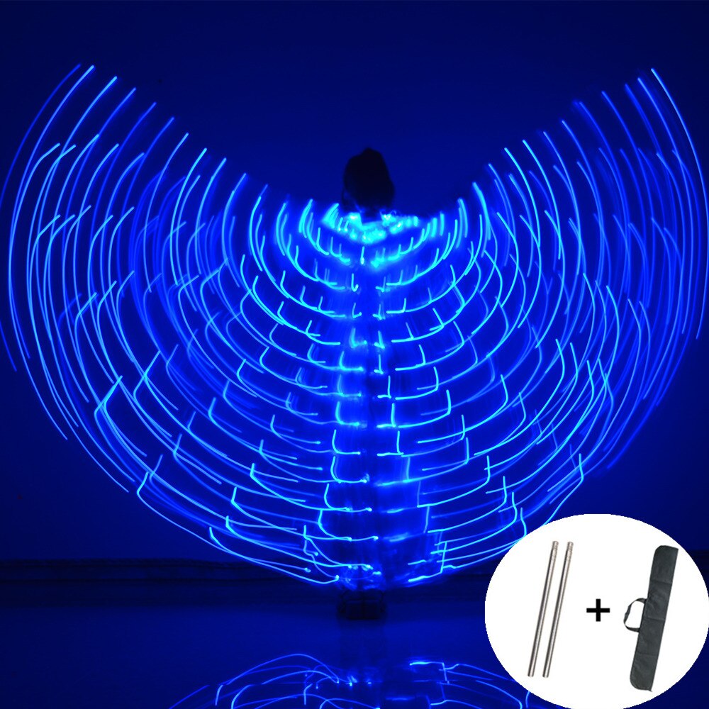 Alas LED para danza del vientre, alas de Isis para Halloween, accesorios, lámpara LED brillante, alas, accesorios para disfraces de danza del vientre, palos para adultos y niños