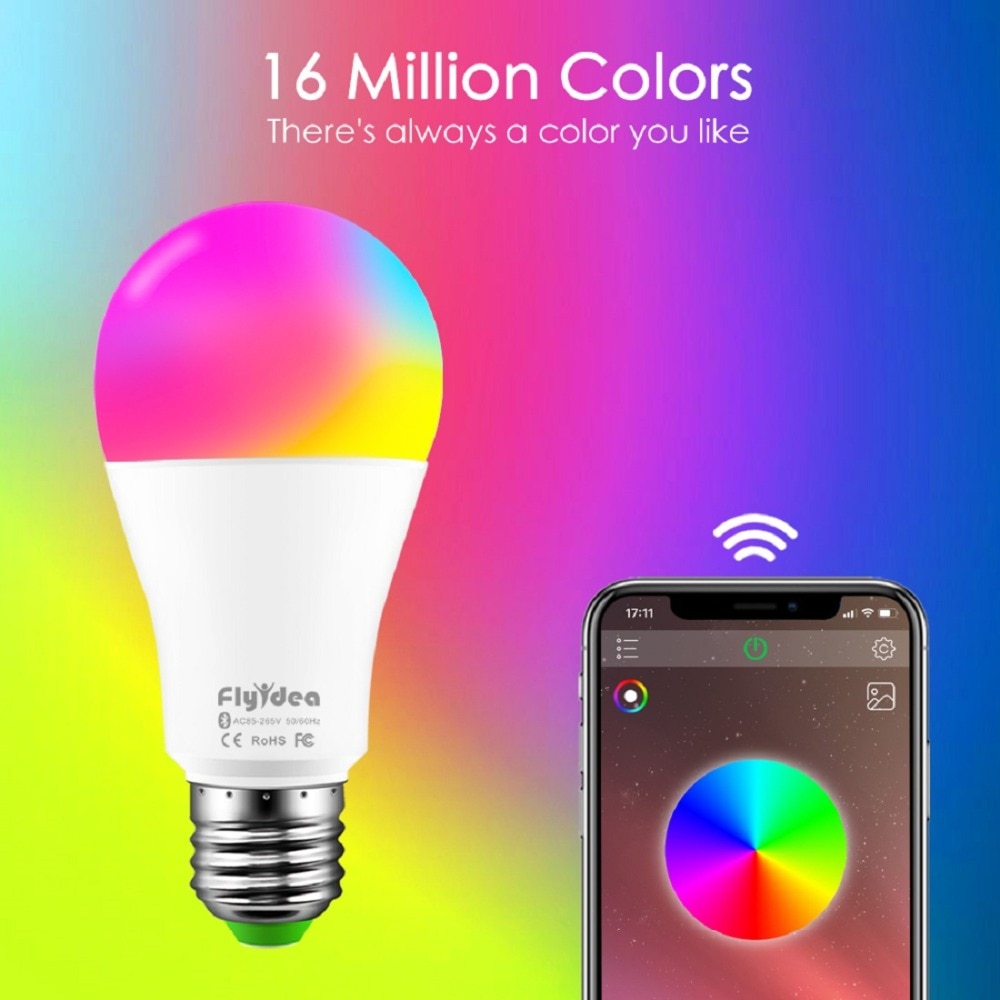 LED Smart Wireless Bluetooth Light Bulb E27 10W RGB Color Changing Lights Adjustable AC 85-265V APP Control IOS/Android Lampada