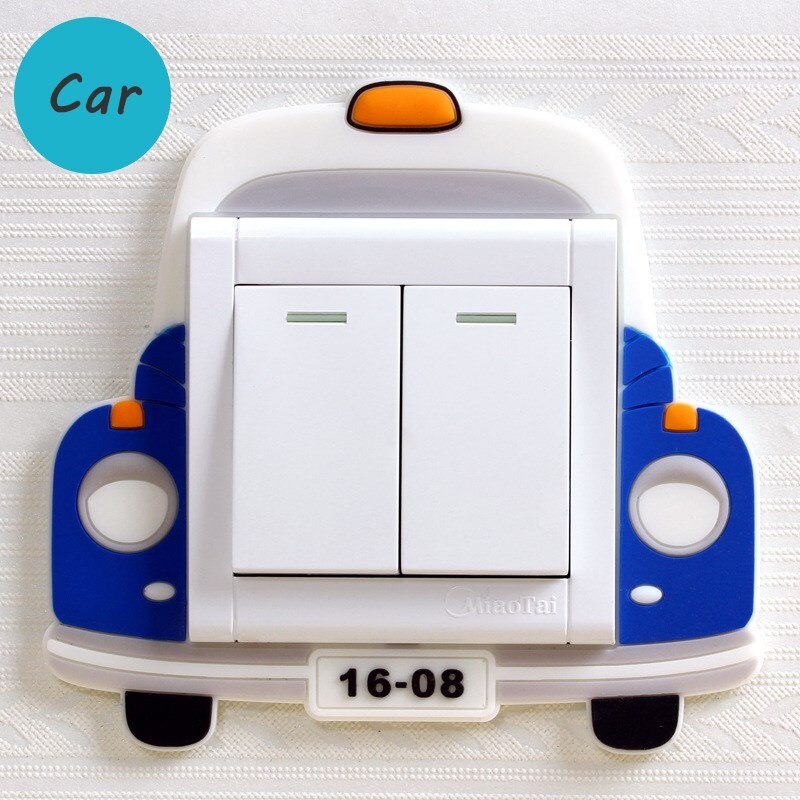 3D Silicone On-off Switch Sticker Luminous Switch Wall Stickers Cute Cartoon Children Bedroom Fluorescent Switch Home Decoration: Car