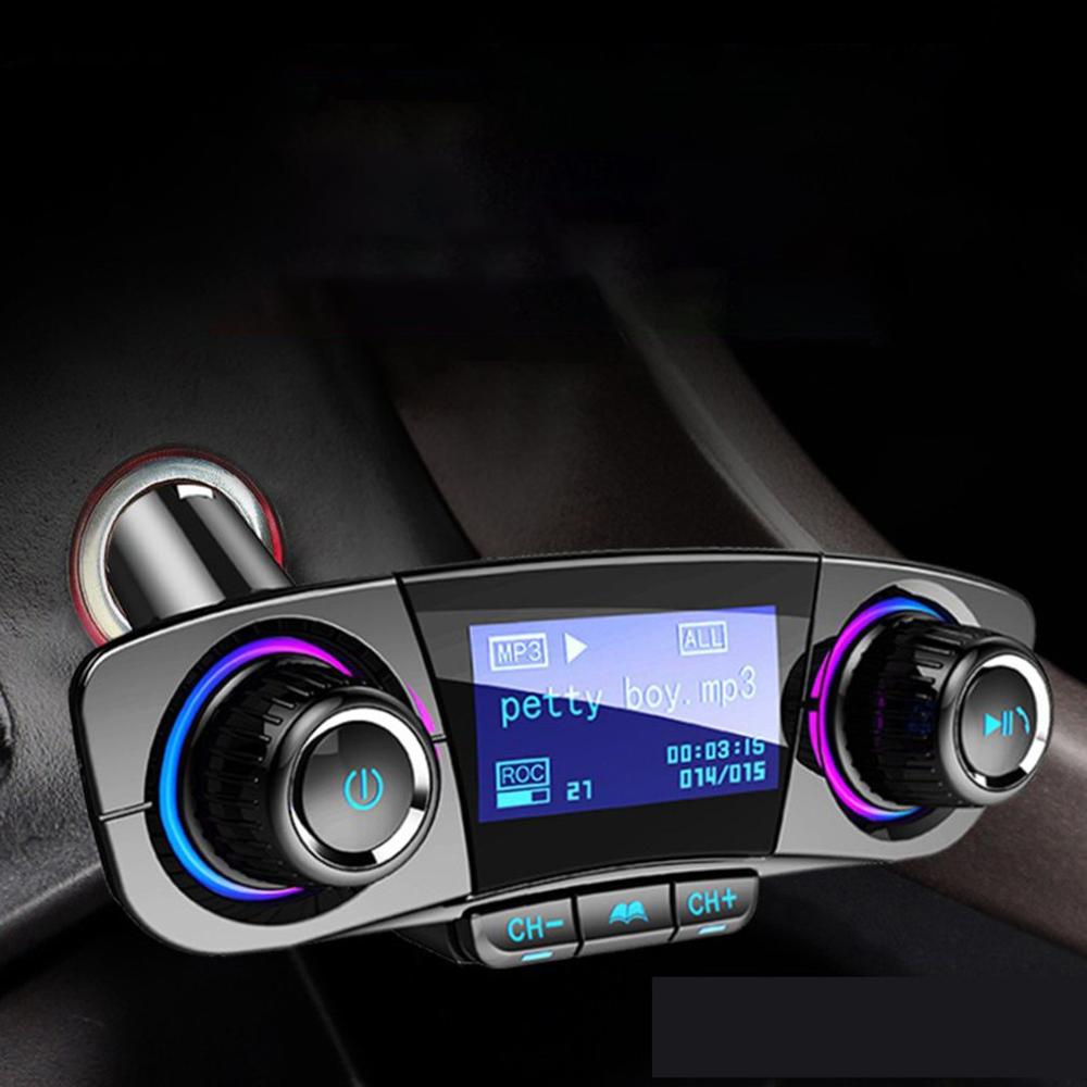 Power ON OFF Bluetooth 5.0 FM Transmitter Modulator Handsfree Car Kit TF USB Music AUX Audio MP3 Player