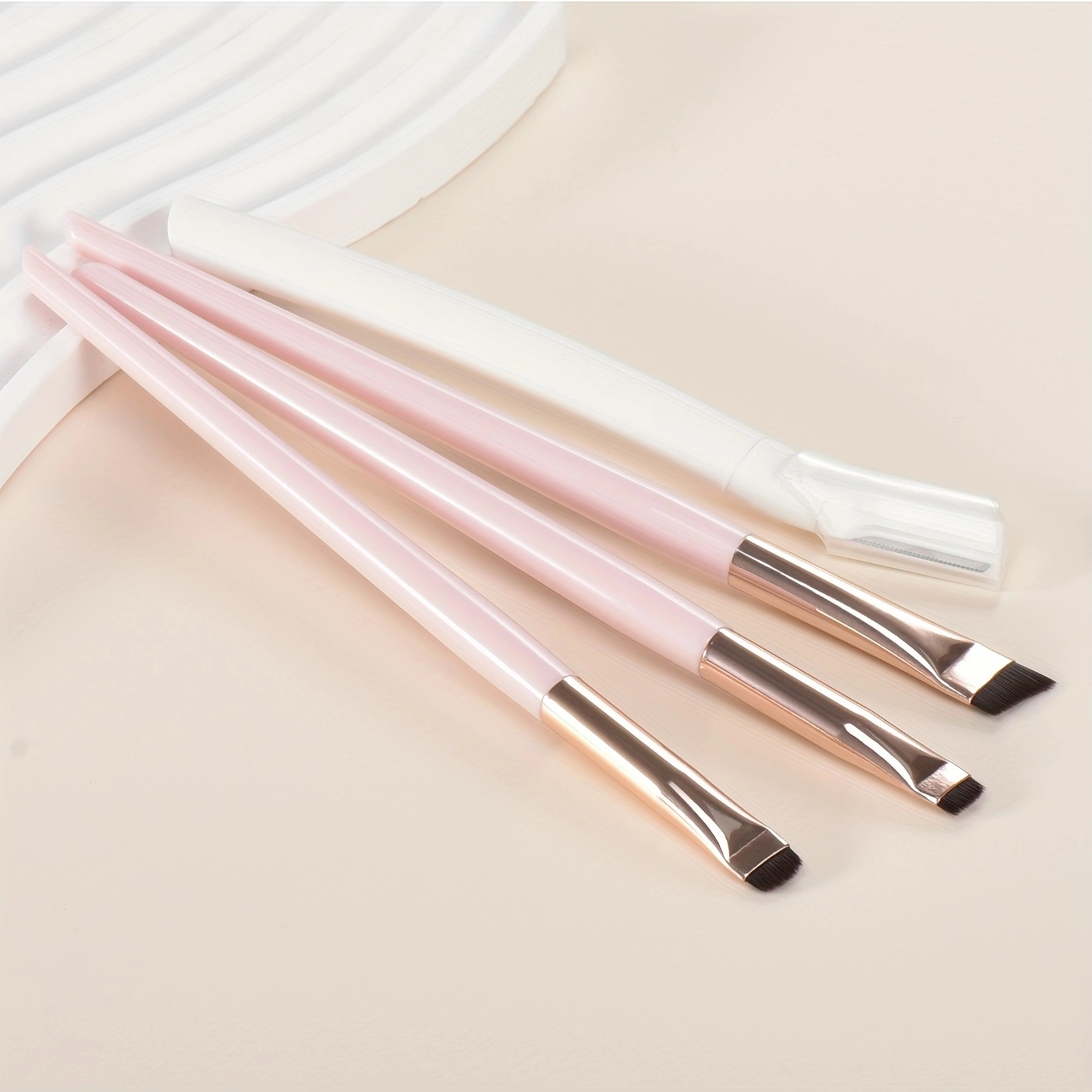 Ultra-Thin Eyebrow Brush Set -3Pcs Angled Precision Eyeliner MakeupBrushes, Synthetic Bristles Slanted Eyeshadow Eye Brow Tintin: GRAY