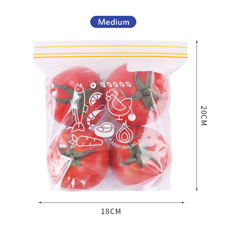 Food Grade PE Food Storage Containers Clear Leakproof Containers Reusable Stand Up Pouch Zip Shut Bag Food Sealed Bag15/25/30 PC