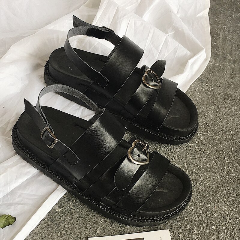 Klassiske sandaler kvinder sko sommer hjemmesko kvinder hjerte form sort flad platform sko kvinde strand sko skridsikker buty damskie