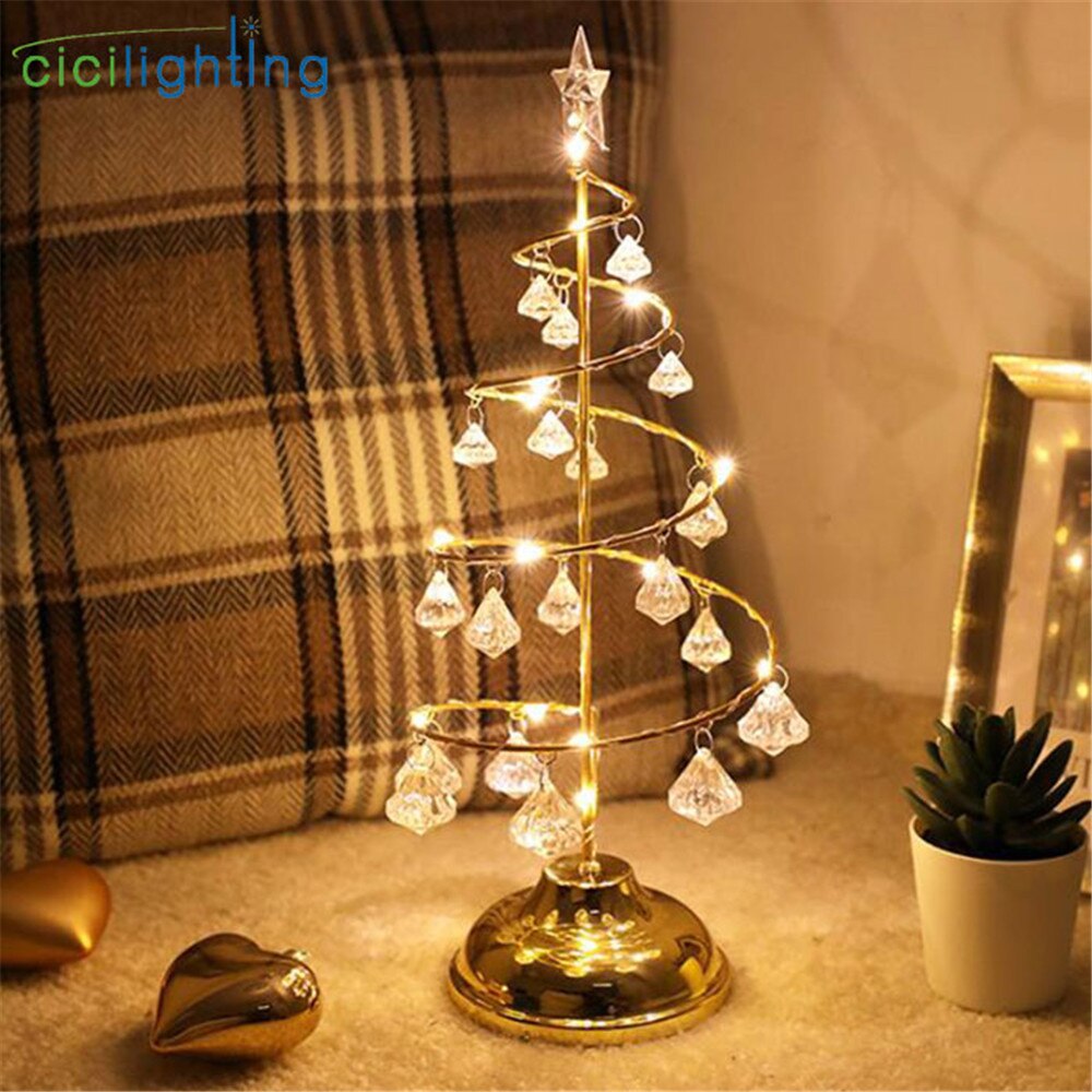 Guirnalda navideña de luces led dorada y plateada, lámpara de mesa de decoración navideña para dormitorio, lámpara de mesa blanca fría cálida para decoración de escritorio, luz nocturna