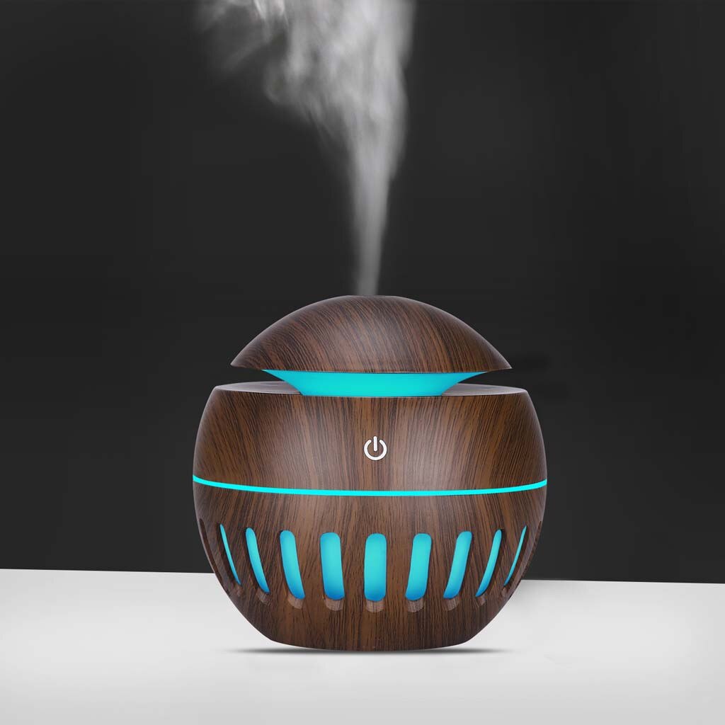 Electric Humidifier Essential Aroma Oil Diffuser Ultrasonic Wood Grain Air Humidifier USB Mini Mist Maker LED Light Humidifiers