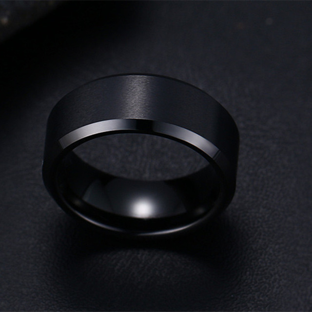 Charme smykker ring til mænd og kvinder rustfrit stål sorte ringe bryllup forlovelsesring matte herresmykker: 13 / Sort