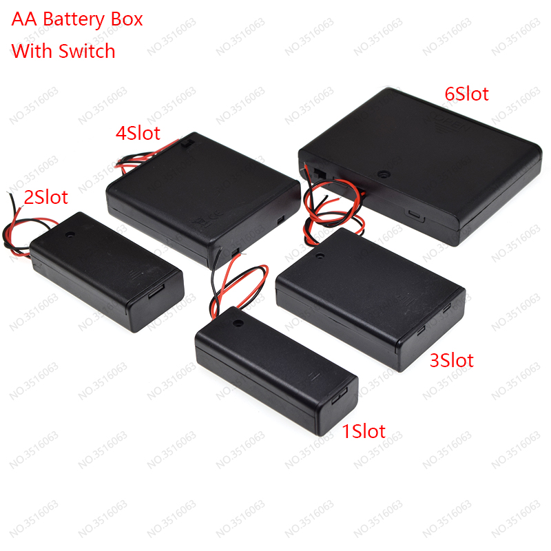 1Pcs AA/AAA/18650 Battery Box With Switch Leads on 1AA/2AA/3AA/4AA 2AAA/3AAA/4AAA/5AAA 1X/2X/3X/4X Slot Battery Holder Diy SMD