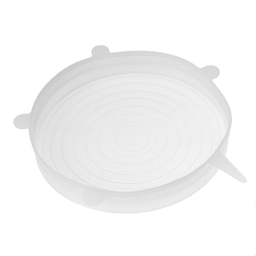 1/6 stuks herbruikbare siliconen zuigdeksel-kom pan kookpot deksel-siliconen stretch deksels siliconen deksel pan morsdeksel stop deksel: 1pc witte 21cm