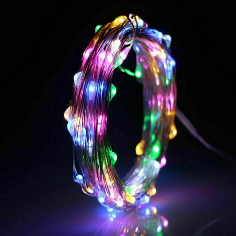 Guirnaldas de luces LED con botón de cadena, luz con batería, decoración del hogar, sala de estar, dormitorio, jardín, Navidad, boda, adorno de Año: Verde / 350 W