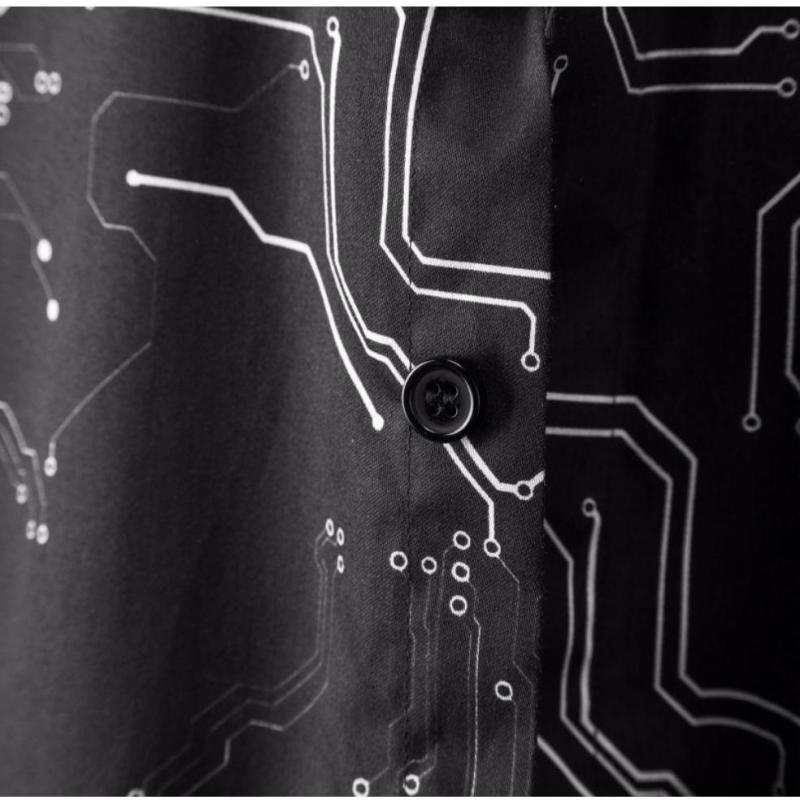 Lyxiga 100% - bomulls elektroniskt tryckta långärmade skjortor för herr plus storlek 4xl slim fit festmankappor